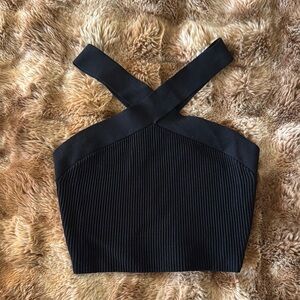 Babaton Black Ribbed Bustier Tank Top